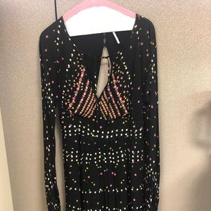Free People rayon  polkadot dress mini long sleeve